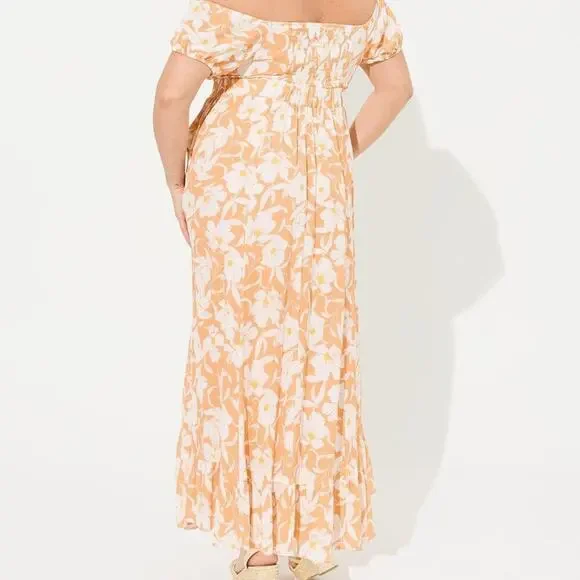 NWT Torrid Maxi Gauze Off Shoulder Tie Front Dress Size M/L Charlotte Floral - Picture 3 of 10